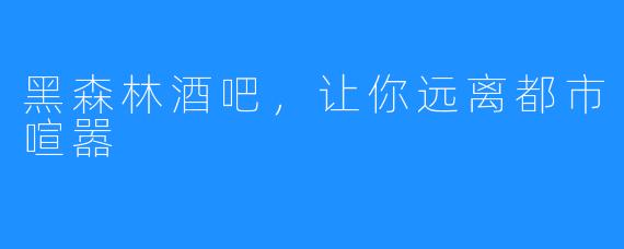 黑森林酒吧，让你远离都市喧嚣