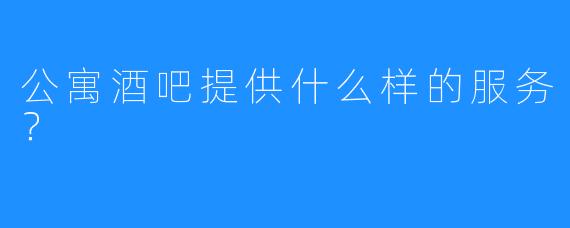 公寓酒吧提供什么样的服务？