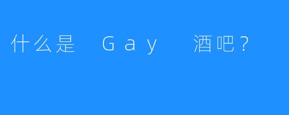 什么是 Gay 酒吧？