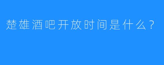 楚雄酒吧开放时间是什么？