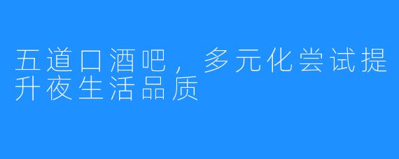 五道口酒吧，多元化尝试提升夜生活品质