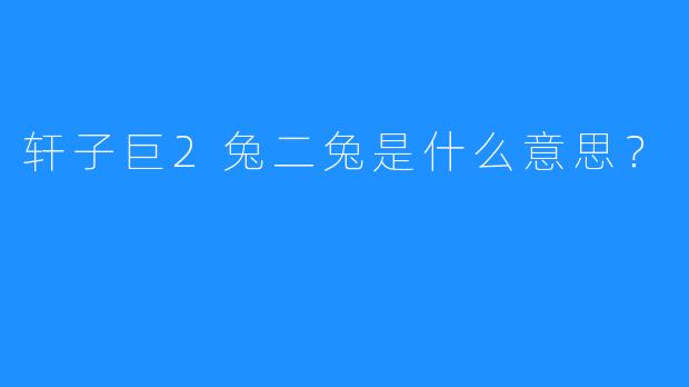 轩子巨2兔二兔是什么意思？