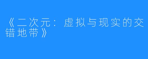 《二次元:虚拟与现实的交错地带》