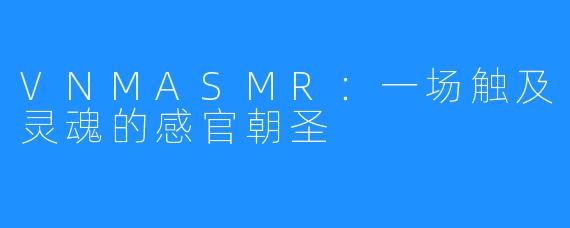 VNMASMR：一场触及灵魂的感官朝圣