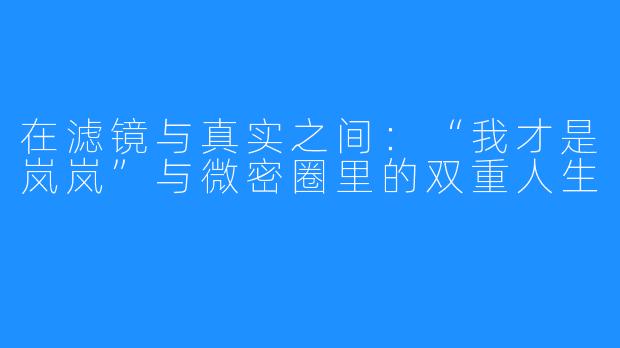 在滤镜与真实之间:“我才是岚岚”与微密圈里的双重人生