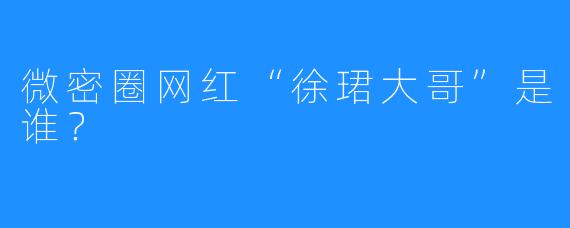 微密圈网红“徐珺大哥”是谁？